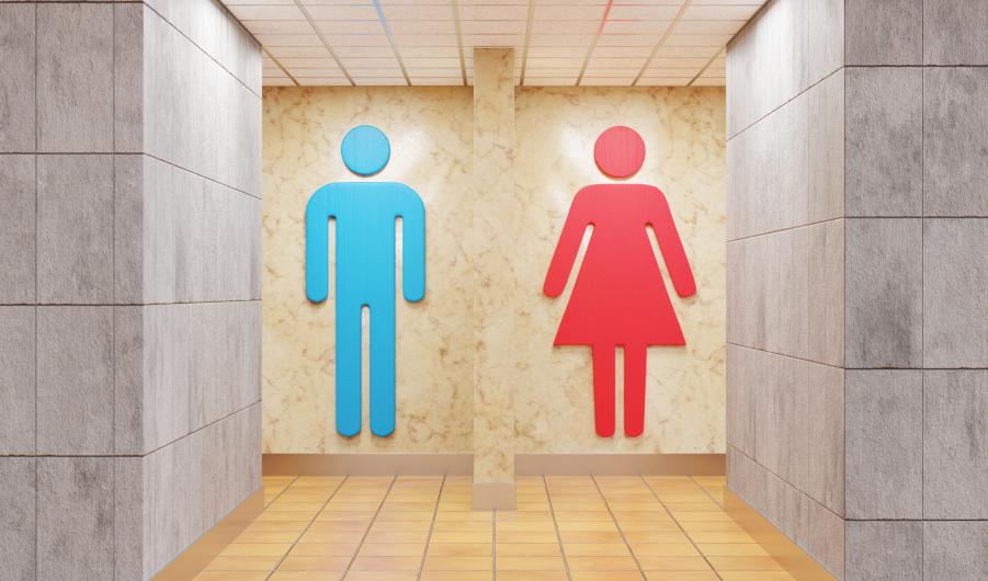 Entrance of a toilet divided into male and female sections