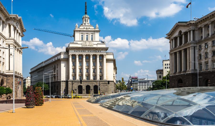 The Largo building, former headquarters of Communist party, now used as by National Assembly, Sofia, Bulgaria stock photo