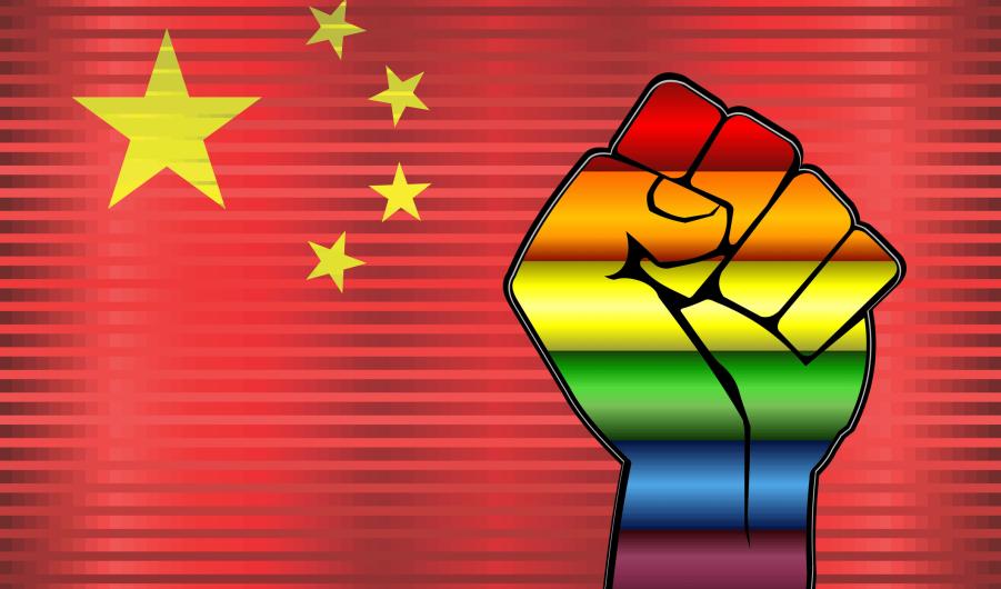 Shiny Protest Fist on a China Flag