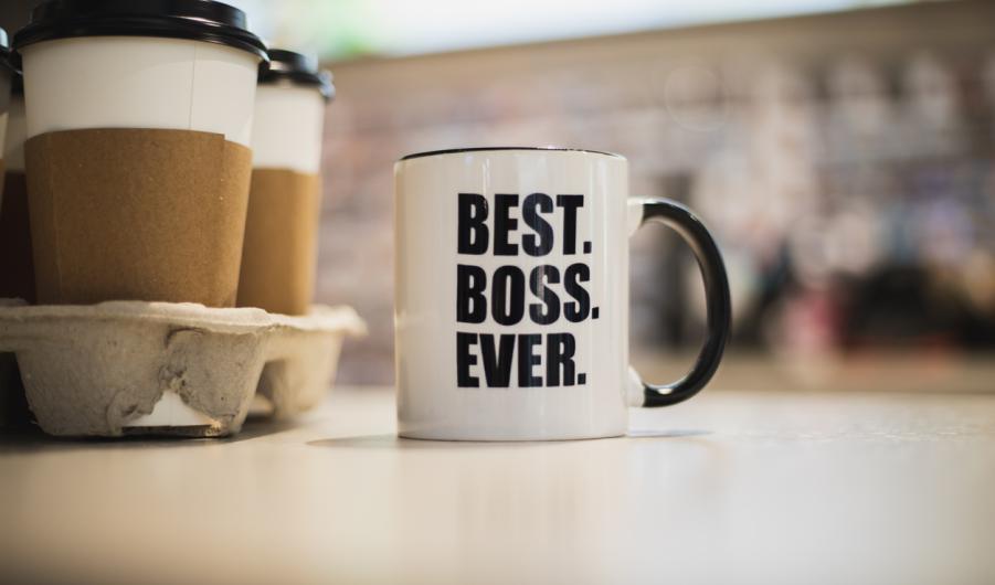 A coffee mug with best boss ever printed on it
