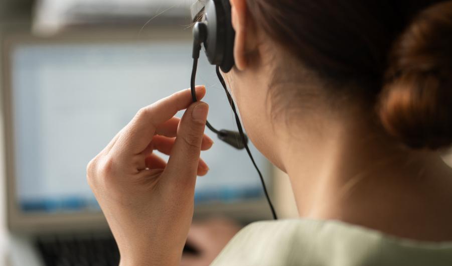 Woman working in a call center 