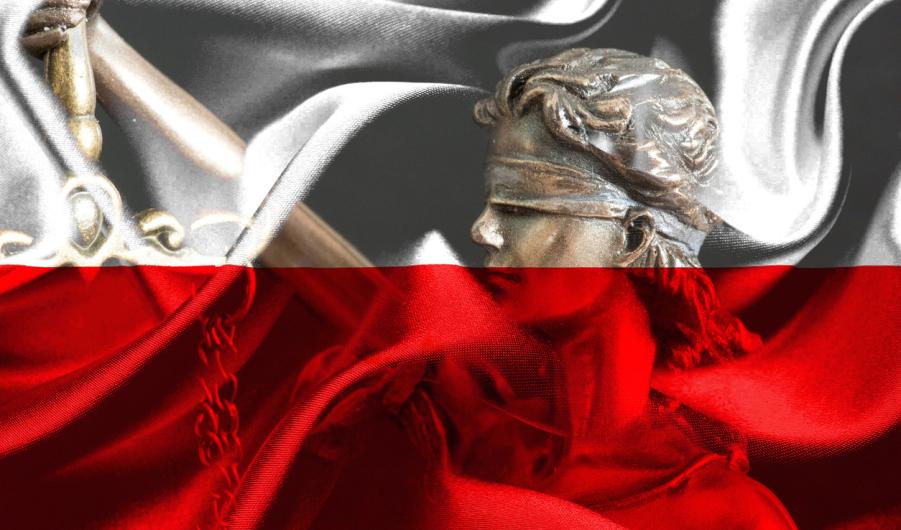Justice and flag of Poland